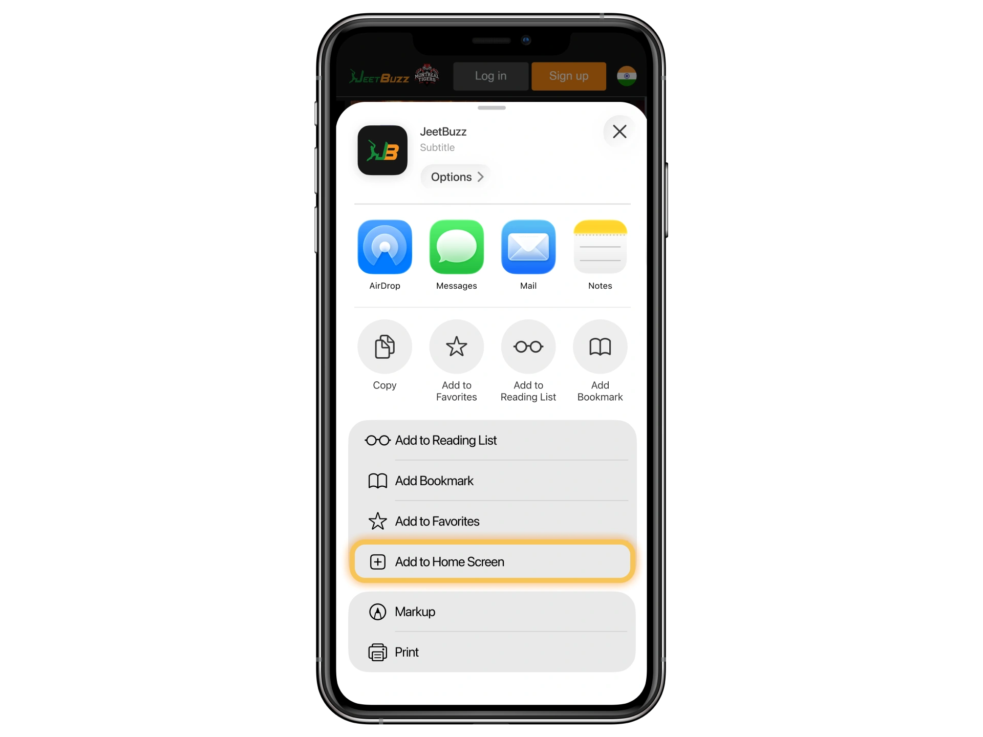 Use PWA function to get JeetBuzz iOS app.